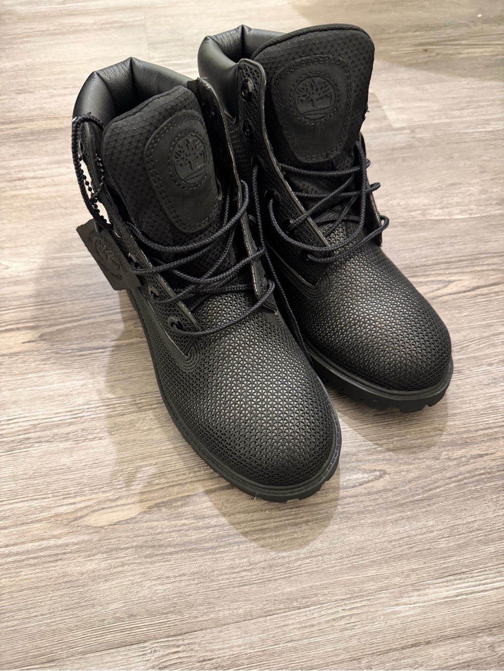 Timberland All-Black Textured Leather Work Boots
